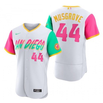 Men's San Diego Padres #44 Joe Musgrove 2022 White City Connect Flex Base Stitched Baseball Jersey Men's San Diego Padres #44 Joe Musgrove 2022 White City Connect Flex Base Stitched Baseball Jersey