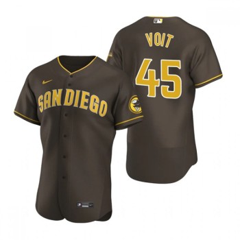 Men's San Diego Padres #45 Luke Voit Brown Flex Base Stitched Baseball Jersey Men's San Diego Padres #45 Luke Voit Brown Flex Base Stitched Baseball Jersey