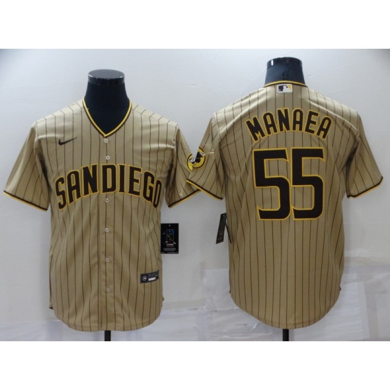 Men's San Diego Padres #55 Sean Manaea Tan Brown Cool Base Stitched Jersey Men's San Diego Padres #55 Sean Manaea Tan Brown Cool Base Stitched Jersey