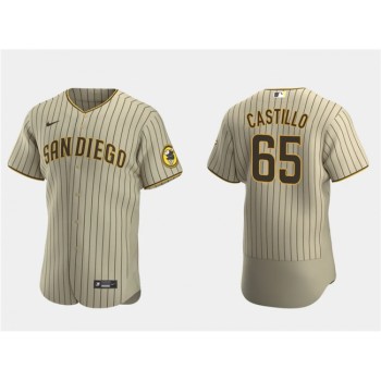 Men's San Diego Padres #65 Jose Castillo Tan Flex Base Stitched Baseball Jersey Men's San Diego Padres #65 Jose Castillo Tan Flex Base Stitched Baseball Jersey
