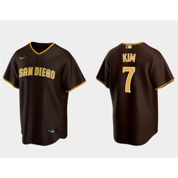 Men's San Diego Padres #7 Ha-Seong Kim Brown Cool Base Stitched Jersey Men's San Diego Padres #7 Ha-Seong Kim Brown Cool Base Stitched Jersey