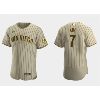 Men's San Diego Padres #7 Ha-Seong Kim Tan Flex Base Stitched Baseball Jersey Men's San Diego Padres #7 Ha-Seong Kim Tan Flex Base Stitched Baseball Jersey