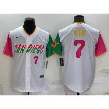 Men's San Diego Padres #7 Ha Seong Kim 2022 White City Connect Cool Base Stitched Jersey Men's San Diego Padres #7 Ha Seong Kim 2022 White City Connect Cool Base Stitched Jersey