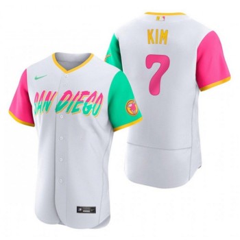 Men's San Diego Padres #7 Ha Seong Kim 2022 White City Connect Flex Base Stitched Baseball Jersey Men's San Diego Padres #7 Ha Seong Kim 2022 White City Connect Flex Base Stitched Baseball Jersey