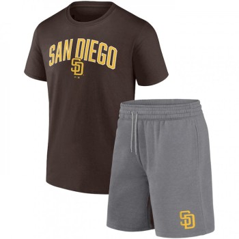 Men's San Diego Padres Brown/Heather Gray Arch T-Shirt & Shorts Combo Set Men's San Diego Padres Brown/Heather Gray Arch T-Shirt & Shorts Combo Set
