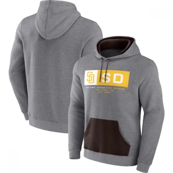 Men's San Diego Padres Heathered Gray iconic Steppin Up Fleece Pullover Hoodie Men's San Diego Padres Heathered Gray iconic Steppin Up Fleece Pullover Hoodie