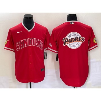 Men's San Diego Padres Red Team Big Logo Cool Base With Patch Stitched Baseball Jersey Men's San Diego Padres Red Team Big Logo Cool Base With Patch Stitched Baseball Jersey
