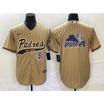 Men's San Diego Padres Tan Big Logo in Back Cool Base Stitched Baseball Jersey Men's San Diego Padres Tan Big Logo in Back Cool Base Stitched Baseball Jersey