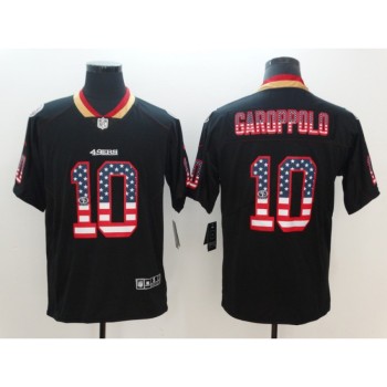 Men's San Francisco 49ers #10 Jimmy Garoppolo Black 2018 USA Flag Color Rush Limited Fashion NFL Stitched Jersey Men's San Francisco 49ers #10 Jimmy Garoppolo Black 2018 USA Flag Color Rush Limited Fashion NFL Stitched Jersey