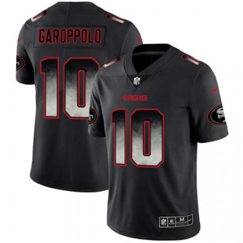 Men's San Francisco 49ers #10 Jimmy Garoppolo Black 2019 Smoke Fashion Limited Stitched NFL Jersey Men's San Francisco 49ers #10 Jimmy Garoppolo Black 2019 Smoke Fashion Limited Stitched NFL Jersey