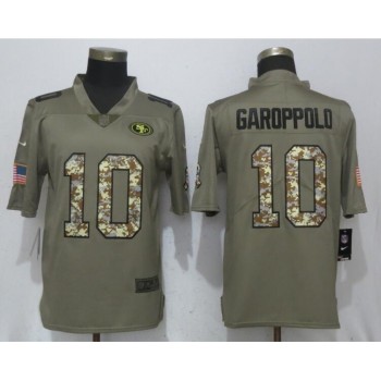 Men's San Francisco 49ers #10 Jimmy Garoppolo Olive Camo Salute To Service Limited Stitched NFL Jersey Men's San Francisco 49ers #10 Jimmy Garoppolo Olive Camo Salute To Service Limited Stitched NFL Jersey