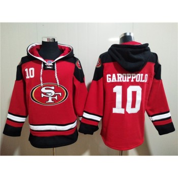 Men's San Francisco 49ers #10 Jimmy Garoppolo Red All Stitched Sweatshirt Hoodie Men's San Francisco 49ers #10 Jimmy Garoppolo Red All Stitched Sweatshirt Hoodie