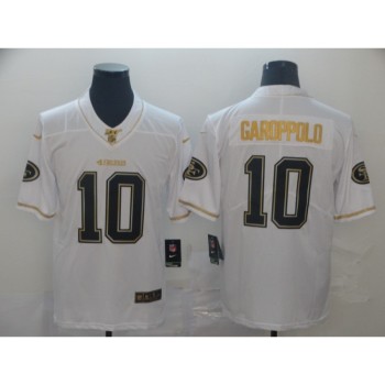 Men's San Francisco 49ers #10 Jimmy Garoppolo White 2019 100th Season Golden Edition Limited Stitched NFL Jersey Men's San Francisco 49ers #10 Jimmy Garoppolo White 2019 100th Season Golden Edition Limited Stitched NFL Jersey