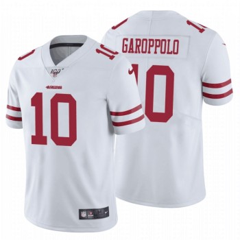 Men's San Francisco 49ers #10 Jimmy Garoppolo White 2019 100th season Vapor Untouchable Limited Stitched NFL Jersey Men's San Francisco 49ers #10 Jimmy Garoppolo White 2019 100th season Vapor Untouchable Limited Stitched NFL Jersey