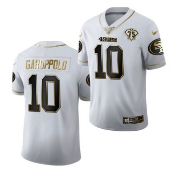 Men's San Francisco 49ers #10 Jimmy Garoppolo White Gold 75th Anniversary Stitched Jersey Men's San Francisco 49ers #10 Jimmy Garoppolo White Gold 75th Anniversary Stitched Jersey