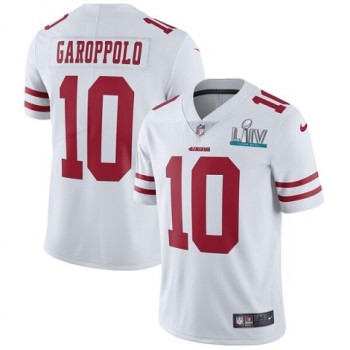 Men's San Francisco 49ers #10 Jimmy Garoppolo White Super Bowl LIV Vaper Untouchable Limited Stitched NFL Jersey Men's San Francisco 49ers #10 Jimmy Garoppolo White Super Bowl LIV Vaper Untouchable Limited Stitched NFL Jersey
