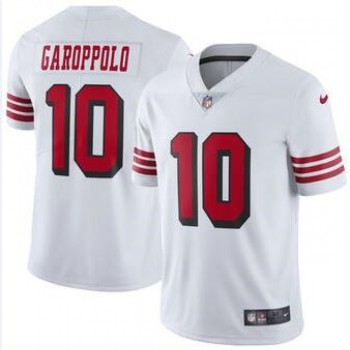 Men's San Francisco 49ers #10 Jimmy Garoppolo White Color Rush Vapor Untouchable Limited Stitched NFL Jersey Men's San Francisco 49ers #10 Jimmy Garoppolo White Color Rush Vapor Untouchable Limited Stitched NFL Jersey