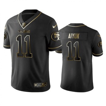 Men's San Francisco 49ers #11 Brandon Aiyuk Black Golden Stitched Jersey Men's San Francisco 49ers #11 Brandon Aiyuk Black Golden Stitched Jersey