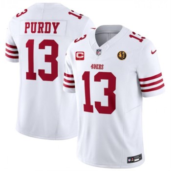 Men's San Francisco 49ers #13 Brock Purdy White 2023 F.U.S.E. With 1-star C Patch And John Madden Patch Vapor Limited Stitched Football Jersey Men's San Francisco 49ers #13 Brock Purdy White 2023 F.U.S.E. With 1-star C Patch And John Madden Patch Vapor Limited Stitched Football Jersey