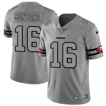 Men's San Francisco 49ers #16 Joe Montana 2019 Gray Gridiron Team Logo Limited Stitched NFL Jersey Men's San Francisco 49ers #16 Joe Montana 2019 Gray Gridiron Team Logo Limited Stitched NFL Jersey
