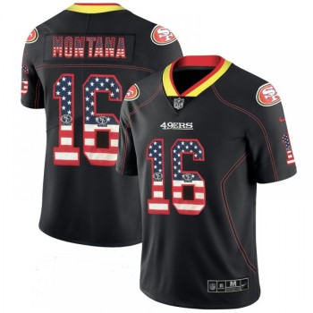 Men's San Francisco 49ers #16 Joe Montana Black USA Flag Color Rush Limited Fashion NFL Jersey Men's San Francisco 49ers #16 Joe Montana Black USA Flag Color Rush Limited Fashion NFL Jersey