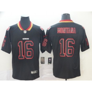 Men's San Francisco 49ers #16 Joe Montana NFL Lights Out Black Color Rush Limited Jersey Men's San Francisco 49ers #16 Joe Montana NFL Lights Out Black Color Rush Limited Jersey