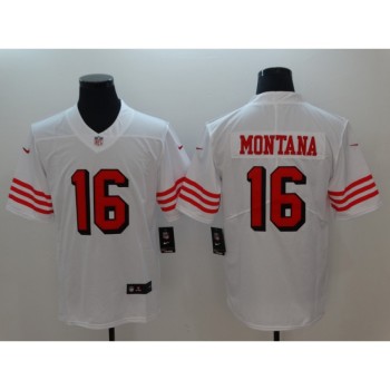 Men's San Francisco 49ers #16 Joe Montana White Color Rush Vapor Untouchable Limited Stitched NFL Jersey Men's San Francisco 49ers #16 Joe Montana White Color Rush Vapor Untouchable Limited Stitched NFL Jersey