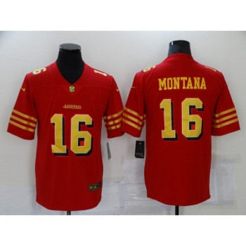 Men's San Francisco 49ers #16 Joe Montana Red Gold Vapor Untouchable Limited Stitched Jersey Men's San Francisco 49ers #16 Joe Montana Red Gold Vapor Untouchable Limited Stitched Jersey