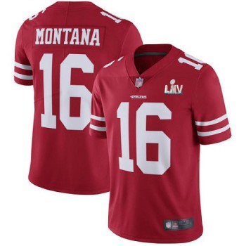 Men's San Francisco 49ers #16 Joe Montana Red Super Bowl LIV Vaper Untouchable Limited Stitched NFL Jersey Men's San Francisco 49ers #16 Joe Montana Red Super Bowl LIV Vaper Untouchable Limited Stitched NFL Jersey