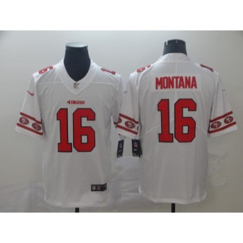Men's San Francisco 49ers #16 Joe Montana White 2019 Team Logo Cool Edition Stitched NFL Jersey Men's San Francisco 49ers #16 Joe Montana White 2019 Team Logo Cool Edition Stitched NFL Jersey