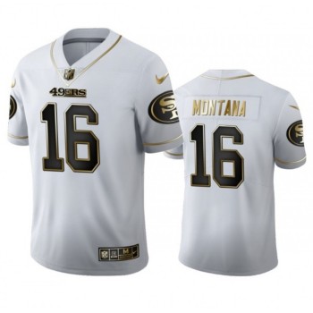Men's San Francisco 49ers #16 Joe Montana White Gold Stitched Jersey Men's San Francisco 49ers #16 Joe Montana White Gold Stitched Jersey
