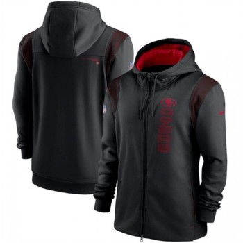 Men's San Francisco 49ers 2021 Black Sideline Team Performance Full-Zip Hoodie Men's San Francisco 49ers 2021 Black Sideline Team Performance Full-Zip Hoodie