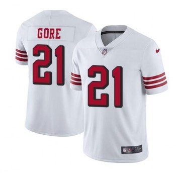 Men's San Francisco 49ers #21 Frank Gore White Stitched Jersey Men's San Francisco 49ers #21 Frank Gore White Stitched Jersey