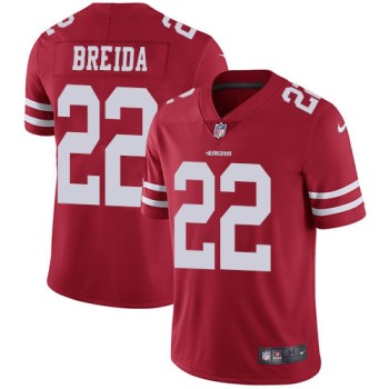 Men's San Francisco 49ers #22 Matt Breida Red Vapor Untouchable Limited Stitched NFL Jersey Men's San Francisco 49ers #22 Matt Breida Red Vapor Untouchable Limited Stitched NFL Jersey