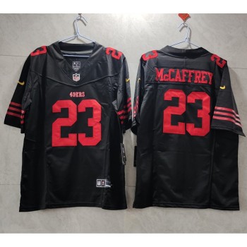 Men's San Francisco 49ers #23 Christian McCaffrey Black 2023 F.U.S.E. Vapor Untouchable Limited Stitched Football Jersey Men's San Francisco 49ers #23 Christian McCaffrey Black 2023 F.U.S.E. Vapor Untouchable Limited Stitched Football Jersey