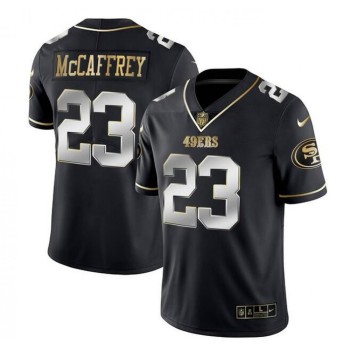 Men's San Francisco 49ers #23 Christian McCaffrey Black Gold Stitched Jersey Men's San Francisco 49ers #23 Christian McCaffrey Black Gold Stitched Jersey