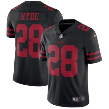 Men's San Francisco 49ers #28 Carlos Hyde Black Vapor Untouchable Limited Stitched NFL Jersey Men's San Francisco 49ers #28 Carlos Hyde Black Vapor Untouchable Limited Stitched NFL Jersey