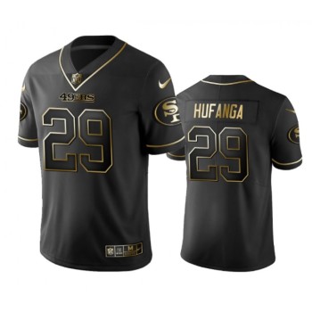 Men's San Francisco 49ers #29 Talanoa Hufanga Black Golden Edition Limited Stitched Jersey Men's San Francisco 49ers #29 Talanoa Hufanga Black Golden Edition Limited Stitched Jersey