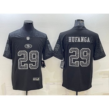 Men's San Francisco 49ers #29 Talanoa Hufanga Black Reflective Limited Stitched Football Jersey Men's San Francisco 49ers #29 Talanoa Hufanga Black Reflective Limited Stitched Football Jersey