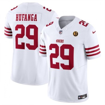 Men's San Francisco 49ers #29 Talanoa Hufanga White 2023 F.U.S.E. With John Madden Patch Vapor Limited Stitched Football Jersey Men's San Francisco 49ers #29 Talanoa Hufanga White 2023 F.U.S.E. With John Madden Patch Vapor Limited Stitched Football Jersey