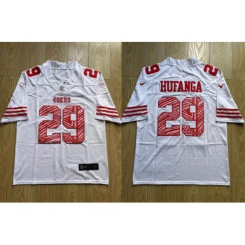 Men's San Francisco 49ers #29 Talanoa Hufanga White Stitched Jersey Men's San Francisco 49ers #29 Talanoa Hufanga White Stitched Jersey