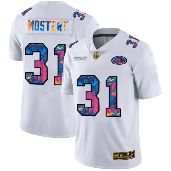 Men's San Francisco 49ers #31 Raheem Mostert 2020 White Crucial Catch Limited Stitched Jersey Men's San Francisco 49ers #31 Raheem Mostert 2020 White Crucial Catch Limited Stitched Jersey