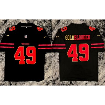 Men's San Francisco 49ers #49 GoldBlooded Black Stitched Jersey Men's San Francisco 49ers #49 GoldBlooded Black Stitched Jersey