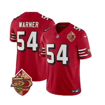 Men's San Francisco 49ers #54 Fred Warner Red 2023 F.U.S.E. 50th Patch Throwback Stitched Football Jersey Men's San Francisco 49ers #54 Fred Warner Red 2023 F.U.S.E. 50th Patch Throwback Stitched Football Jersey