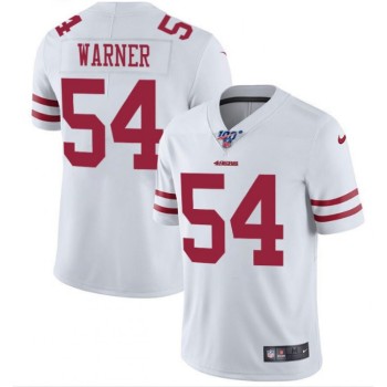 Men's San Francisco 49ers #54 Fred Warner White 2019 100th Season Vapor Untouchable Limited Stitched NFL Jersey Men's San Francisco 49ers #54 Fred Warner White 2019 100th Season Vapor Untouchable Limited Stitched NFL Jersey