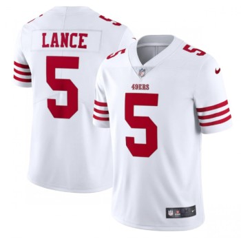Men's San Francisco 49ers #5 Trey Lance 2022 New White Vapor Untouchable Stitched Jersey Men's San Francisco 49ers #5 Trey Lance 2022 New White Vapor Untouchable Stitched Jersey
