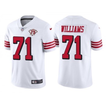 Men's San Francisco 49ers #71 Trent Williams White 75th Anniversary Vapor Untouchable Limited Stitched Jersey Men's San Francisco 49ers #71 Trent Williams White 75th Anniversary Vapor Untouchable Limited Stitched Jersey