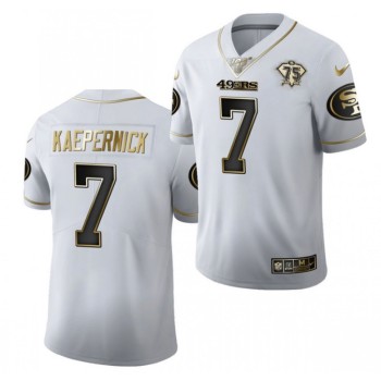 Men's San Francisco 49ers #7 Colin Kaepernick White Gold 75th Anniversary Stitched Jersey Men's San Francisco 49ers #7 Colin Kaepernick White Gold 75th Anniversary Stitched Jersey