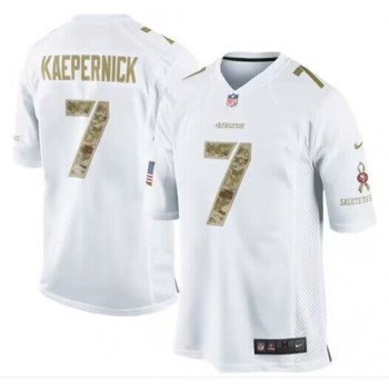 Men's San Francisco 49ers #7 Colin Kaepernick White Salute To Service Limited Stitched Football Jersey Men's San Francisco 49ers #7 Colin Kaepernick White Salute To Service Limited Stitched Football Jersey