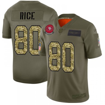 Men's San Francisco 49ers #80 Jerry Rice 2019 Olive/Camo Salute To Service Limited Stitched NFL Jersey Men's San Francisco 49ers #80 Jerry Rice 2019 Olive/Camo Salute To Service Limited Stitched NFL Jersey
